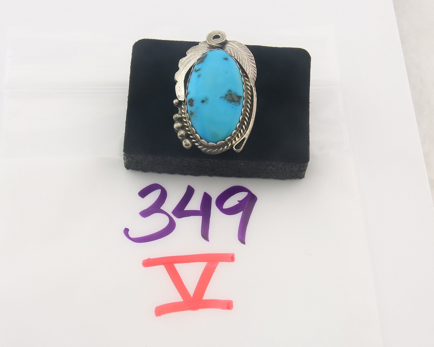 Vintage Navajo Ring 925 Sterling Authentic Turquoise Signed Justin Morris Sz 10