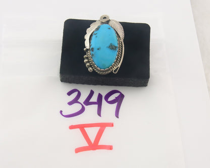 Vintage Navajo Ring 925 Sterling Authentic Turquoise Signed Justin Morris Sz 10