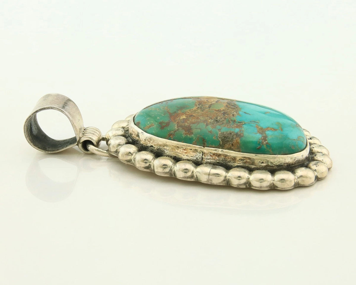 Navajo Pendant 925 Sterling Silver Natural Turquoise Vintage Signed Rabbit Stick