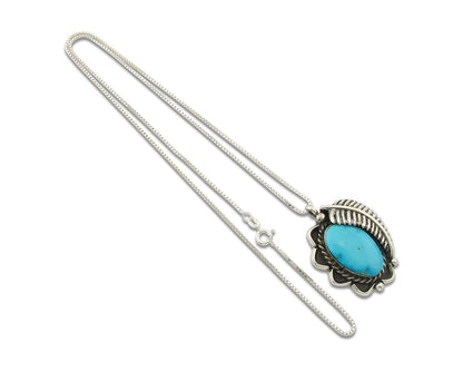 Navajo Sterling Silver Necklace Authentic Turquoise Vintage Handmade