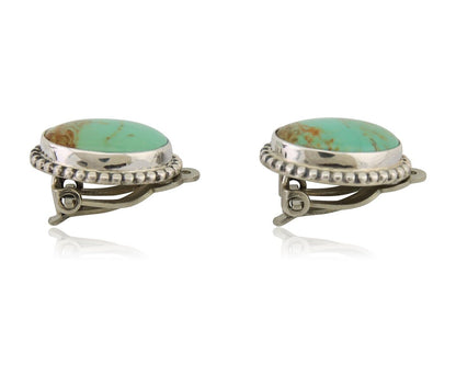 Navajo Stud Earrings 925 Silver Natural Turquoise Artist Signed M C.80's