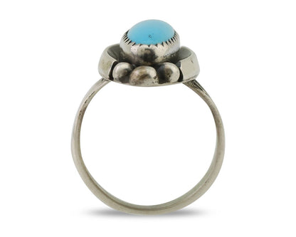 Navajo Ring 925 Silver Kingman Turquoise Artist Signed SC Size 6.0 C.80's