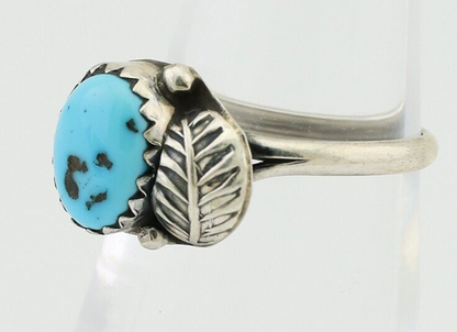 Navajo Ring 925 Silver Sleeping Beauty Turquoise Native American Artist C.80's