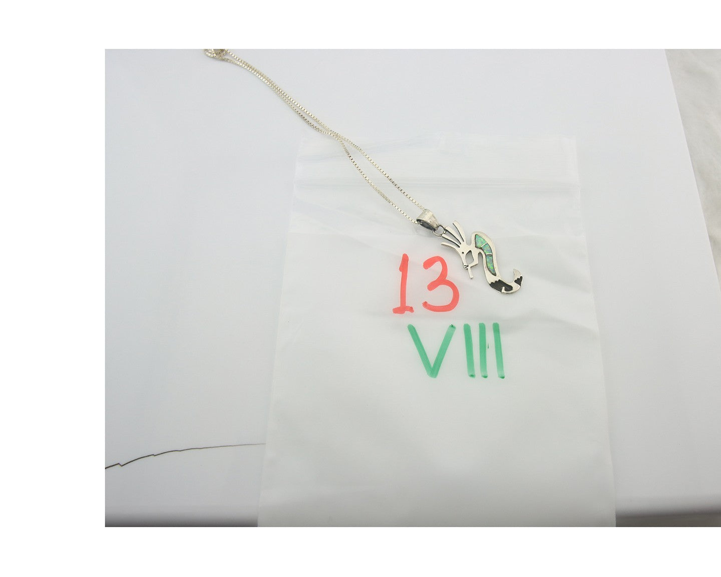 Navajo Kokopelli Necklace Sterling Silver Opal Vintage Signed BB