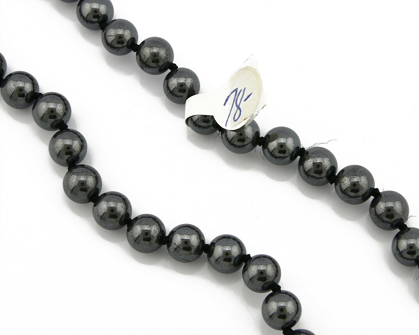 Navajo Hand Strung Natural Mined Hematite .925 Silver Stand Necklace