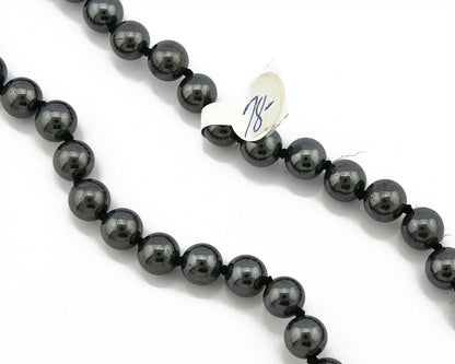 Navajo Hand Strung Natural Mined Hematite .925 Silver Stand Necklace