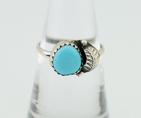 Navajo Ring 925 Silver Sleeping Beauty Turquoise Native American Artist C.80's