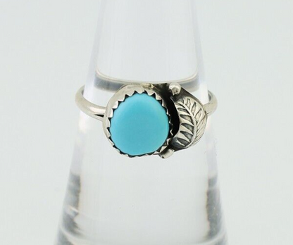 Navajo Ring 925 Silver Sleeping Beauty Turquoise Native American Artist C.80's