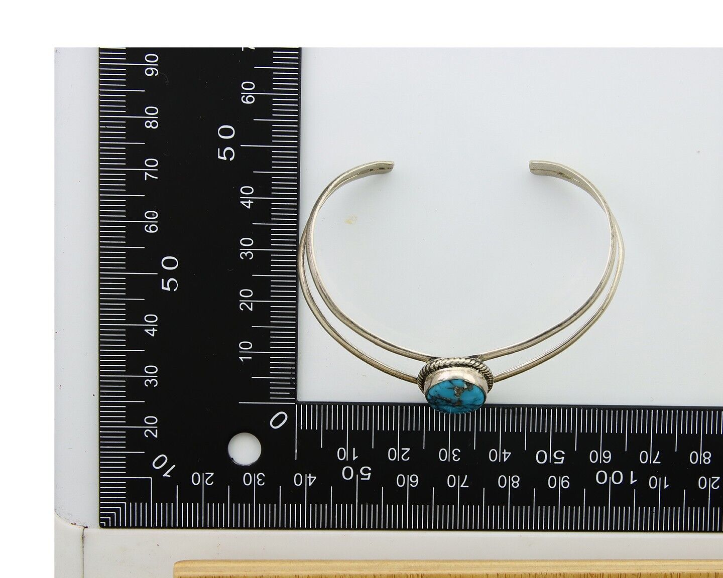 Navajo Bracelet 925 Silver Cuff Turquoise Handmade Artist Signed MC C.80's