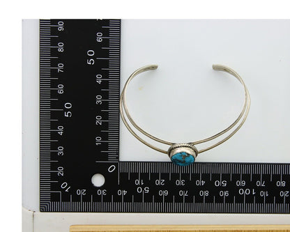 Navajo Bracelet 925 Silver Cuff Turquoise Handmade Artist Signed MC C.80's