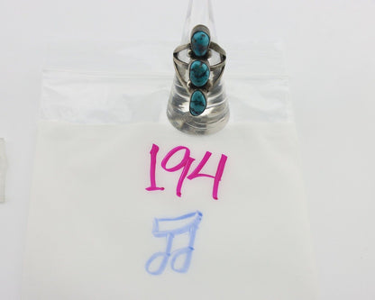 Navajo Ring 925 Silver Natural Blue Turquoise Native American Artist C.80's
