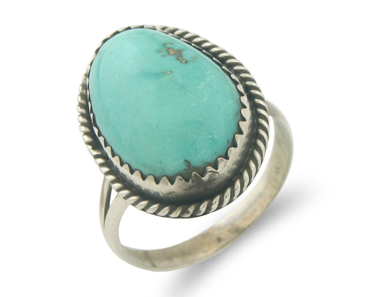 Vintage Navajo Ring 925 Sterling Authentic Santa Rita Turquoise Size 6.0
