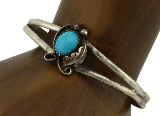 Navajo Slave Bracelet 925 Silver Arizona Turquoise Native American Artist C.80's