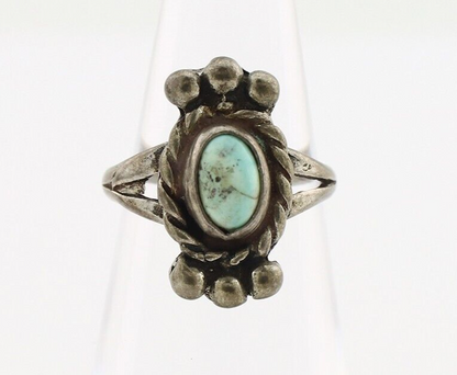 Navajo Ring 925 Silver Natural Blue Turquoise Native American Artist C.1980's