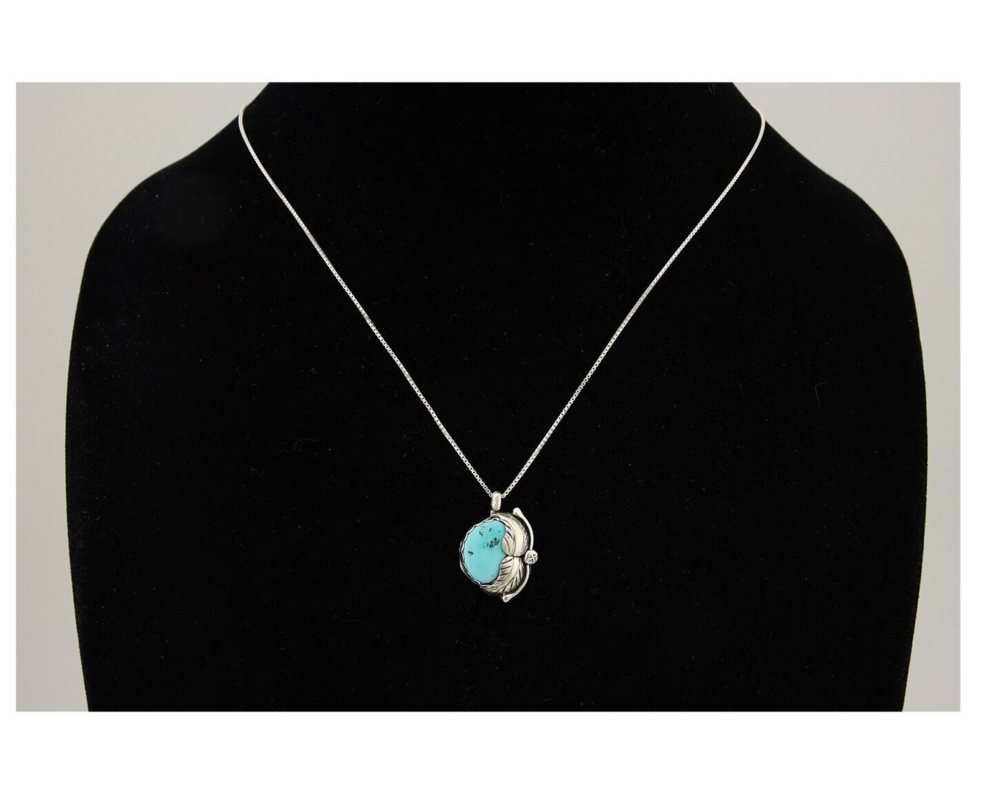 Navajo Necklace 925 Silver Natural Blue Turquoise Artist Signed D Zachary C.80's