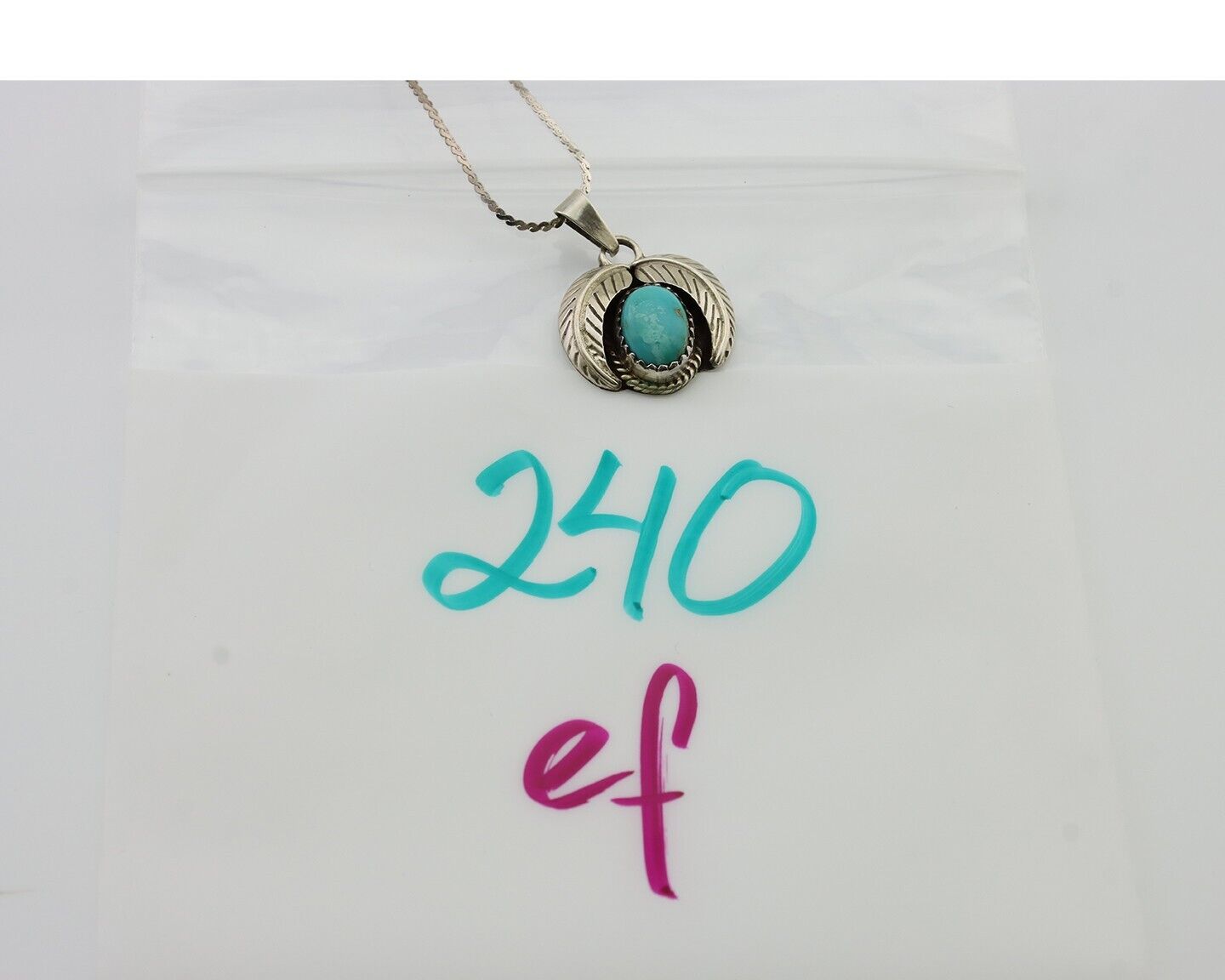 Navajo Turquoise Necklace 925 Silver Native American Artist C.80's