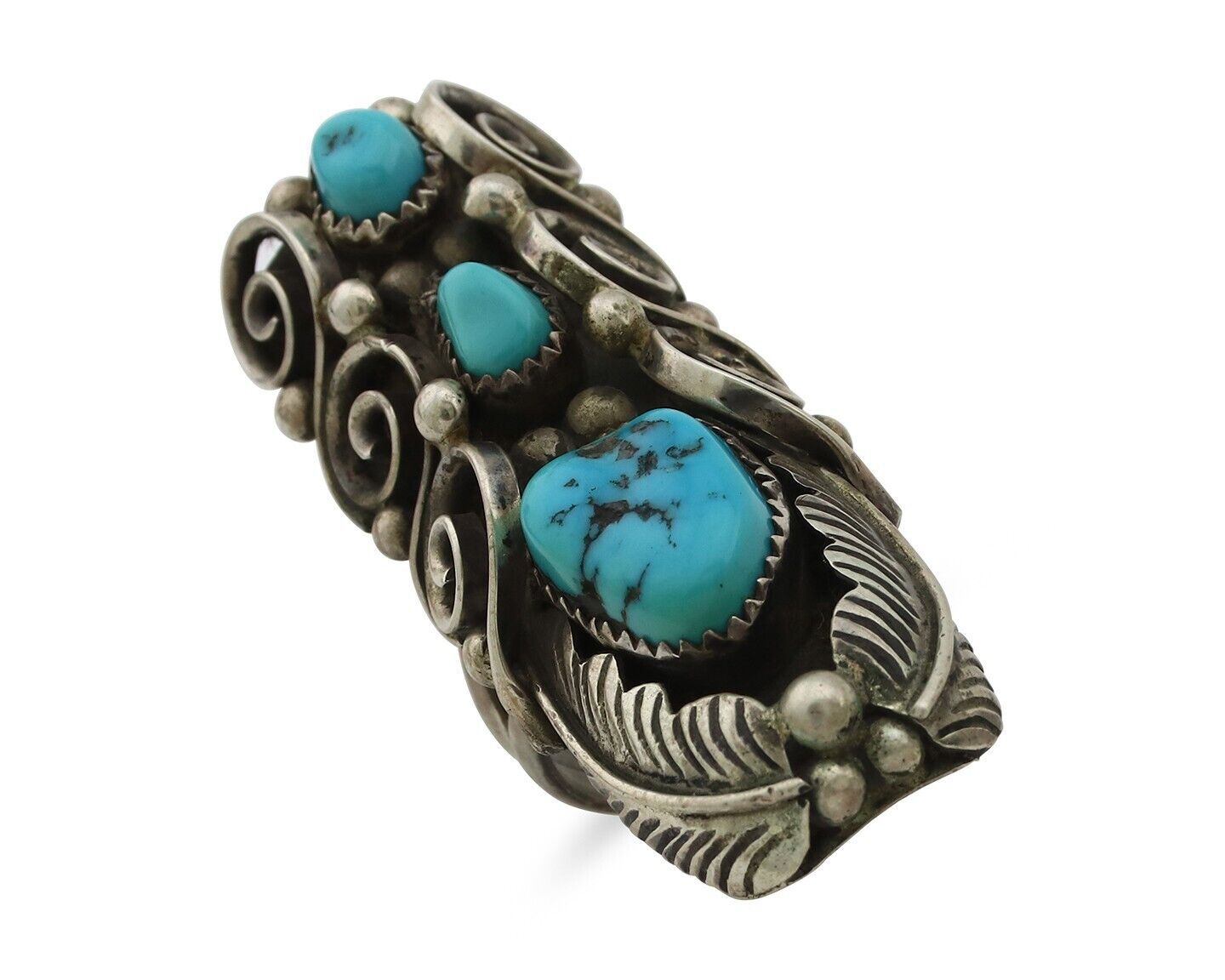 Navajo Ring 925 Silver Sleeping Beauty Turquoise Native American Artist C.80's