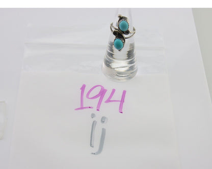 Navajo Ring 925 Silver Kingman Turquoise Native American Artist C.80's