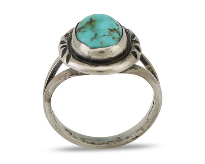 Navajo Ring 925 Silver Kingman Turquoise Native American Artist C.80's