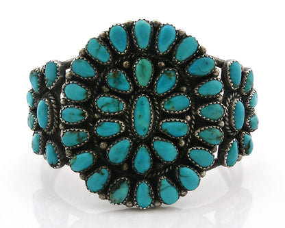 Navajo Cuff Bracelet Sterling Silver Kingman Vintage Turquoise Native Artist C80