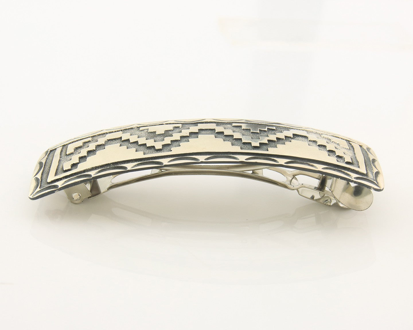 Vintage Navajo Barrette 925 Sterling Silver Hand Stamped Signed DB