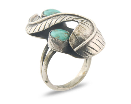 Vintage Navajo Ring 925 Sterling Authentic Traditional Turquoise Size 5.75