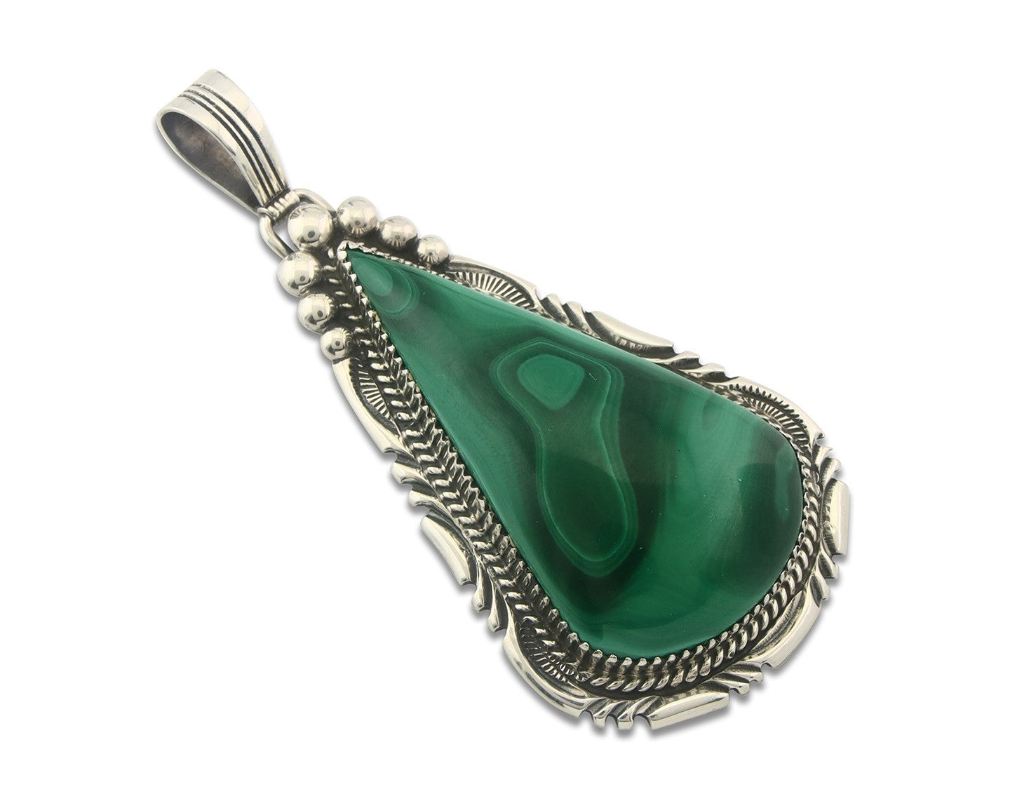 スワロフスキー✳️廃盤 boali antique green シルバー925 Navajo Sterling Silver Pendant Malachite Vintage Handmade Signed