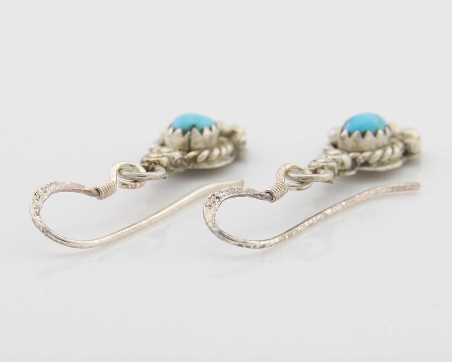 Navajo Earrings 925 Silver Blue Turquoise Artist Signed DB C.80's