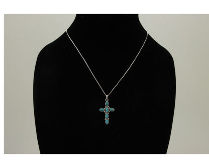 Navajo Cross Necklace 925 Silver Turquoise Artist Lee Hill C.80's