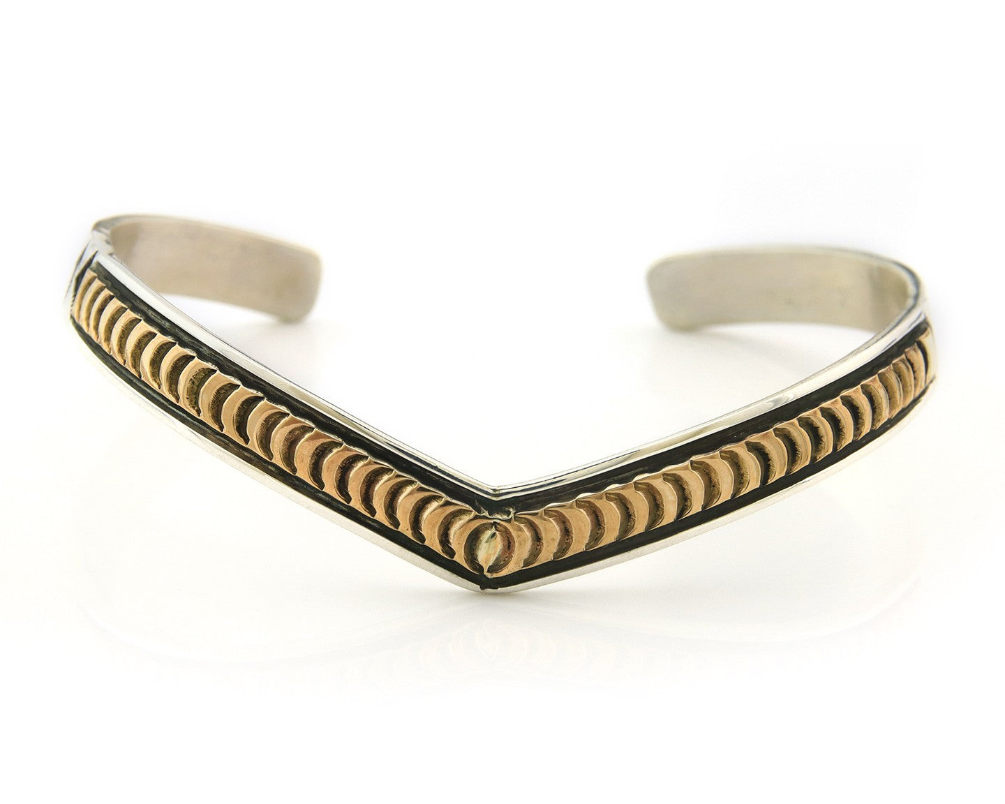 Navajo Cuff Bracelet Sterling Silver & Gold Vintage Signed RL