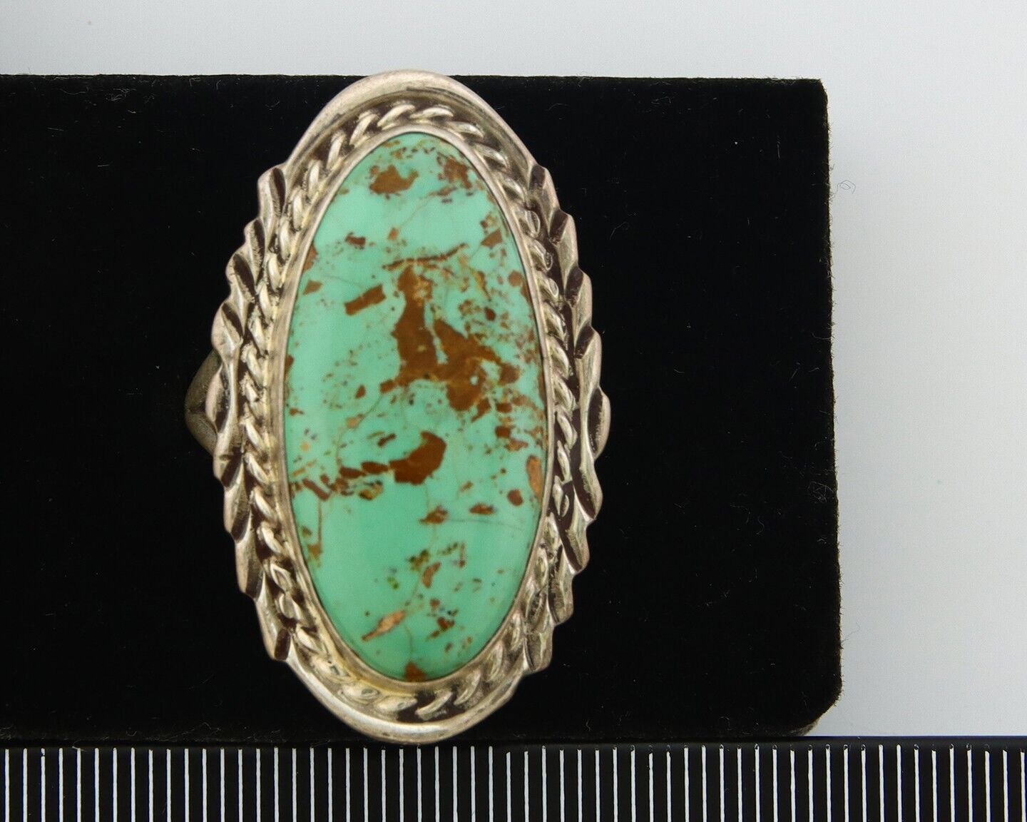 Navajo Ring 925 Sterling Turquoise Signed Billie Eagle C.80's Size 7.75