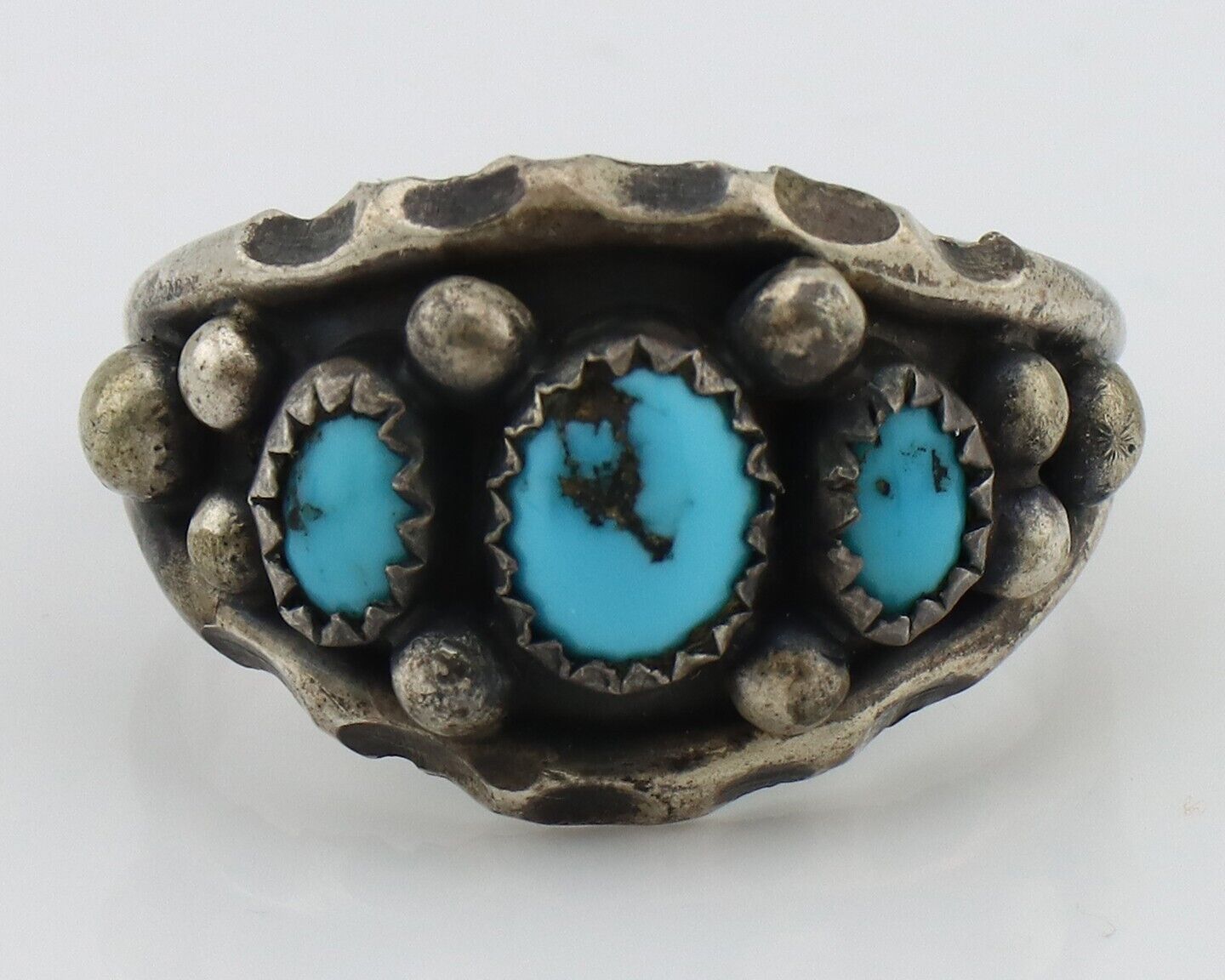 Navajo Ring 925 Silver Turquoise Artist Signed E SkyStone Creations C.80's