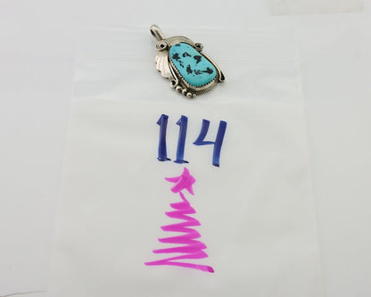 Navajo Pendant 925 Silver Sleeping B Turquoise Signed Justin Morris C.80's
