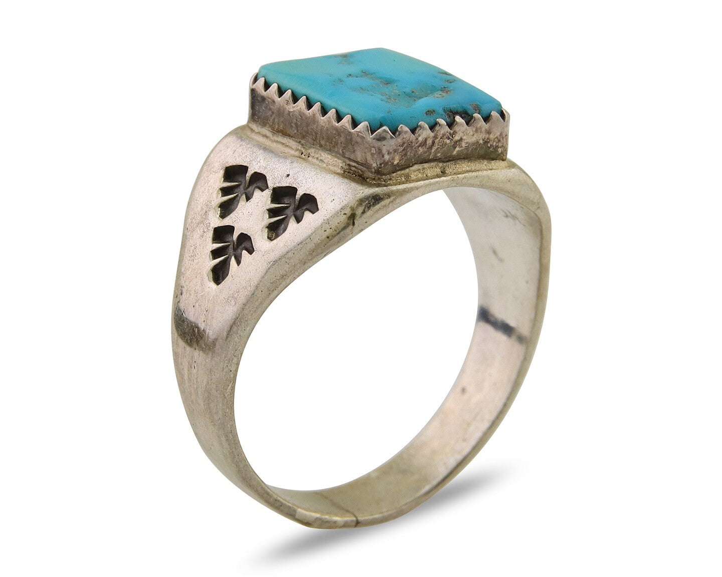 Navajo Handmade Ring 925 Silver Turquoise Native Artist C.80's