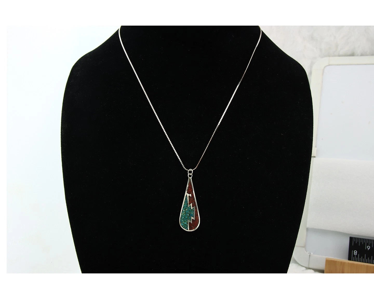 Navajo Necklace Sterling Silver Authentic Inlaid Gemstone Native American