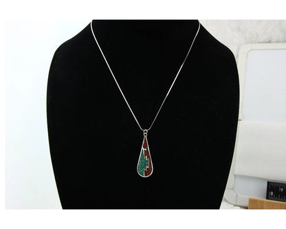 Navajo Necklace Sterling Silver Authentic Inlaid Gemstone Native American