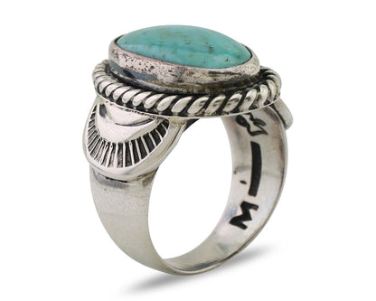 Navajo Ring 925 Silver Natural Turquoise Signed M Montoya Size 8.25 C.80's