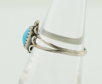 Navajo Handmade Ring 925 Silver Sleeping Beauty Turquoise Artist Signed SC C80s