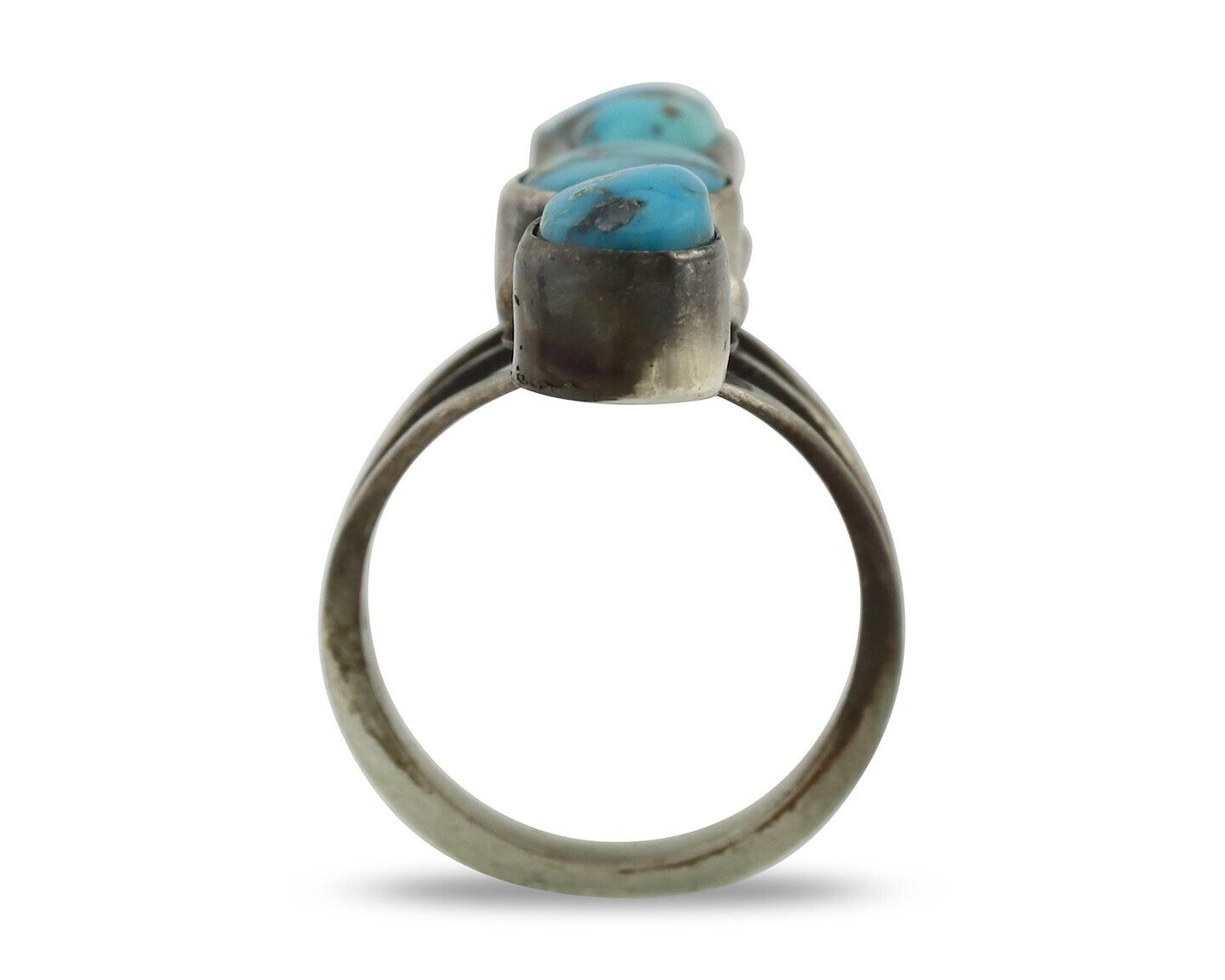 Navajo Ring 925 Silver Natural Blue Turquoise Native American Artist C.80's