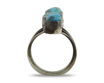 Navajo Ring 925 Silver Natural Blue Turquoise Native American Artist C.80's