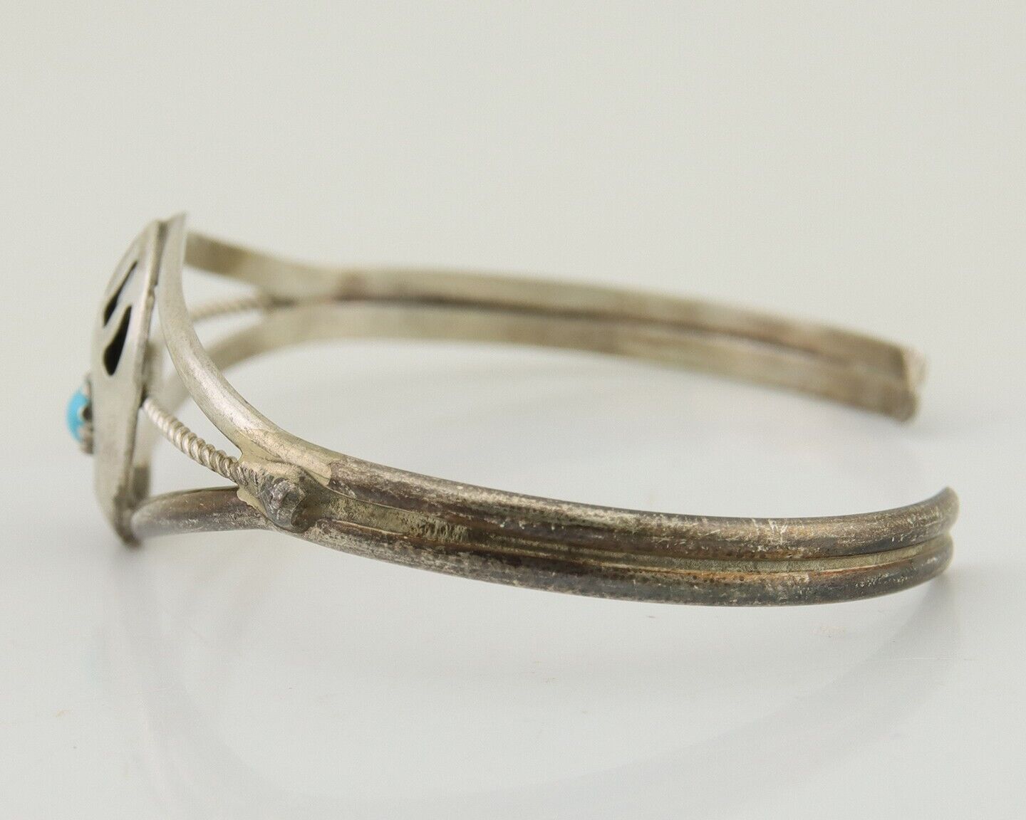 Navajo Paw Bracelet 925 Silver Blue Turquoise Native American Artist C.80's