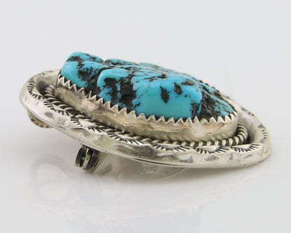 Navajo Pin Pendant 925 Silver Sea Foam Turquoise Artist Signed Hyson Craig C.80s