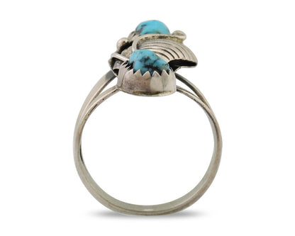 Navajo Handmade Ring 925 Silver Kingman Turquoise Native American Artist C.80's