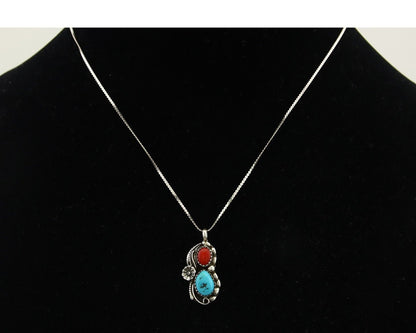 Navajo Necklace 925 Silver Spiderweb Turquoise Artist Signed SC C80s