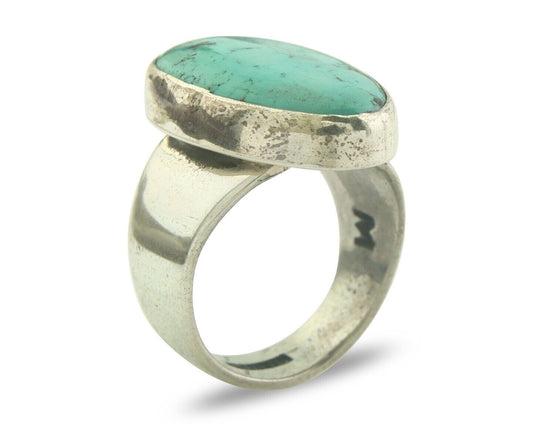 Navajo Ring 925 Sterling Turquoise Handmade Signed M Montoya C.80's Size 8.5