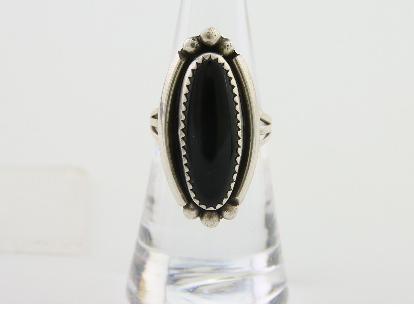 Navajo Handmade Ring 925 Silver Black Onyx Artist Signed SC C.80's