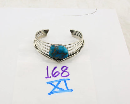 Navajo Cuff Bracelet Sterling Silver Natural Nevada Turquoise Native Vintage