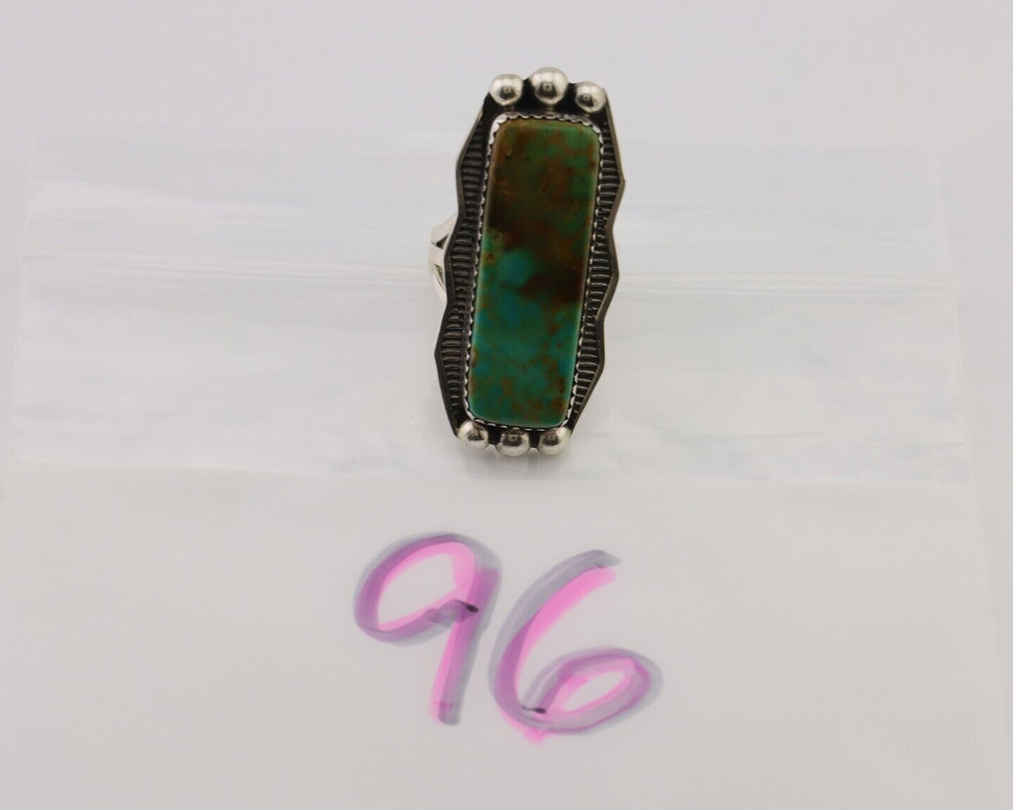 Navajo Hamdmade Ring 925 Silver Southwest Turquoise Signed D C.80's