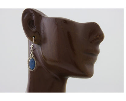 Navajo Dangle Earrings 925 Silver Natural Denim Lapis Signed Melissa Yazzie C80s