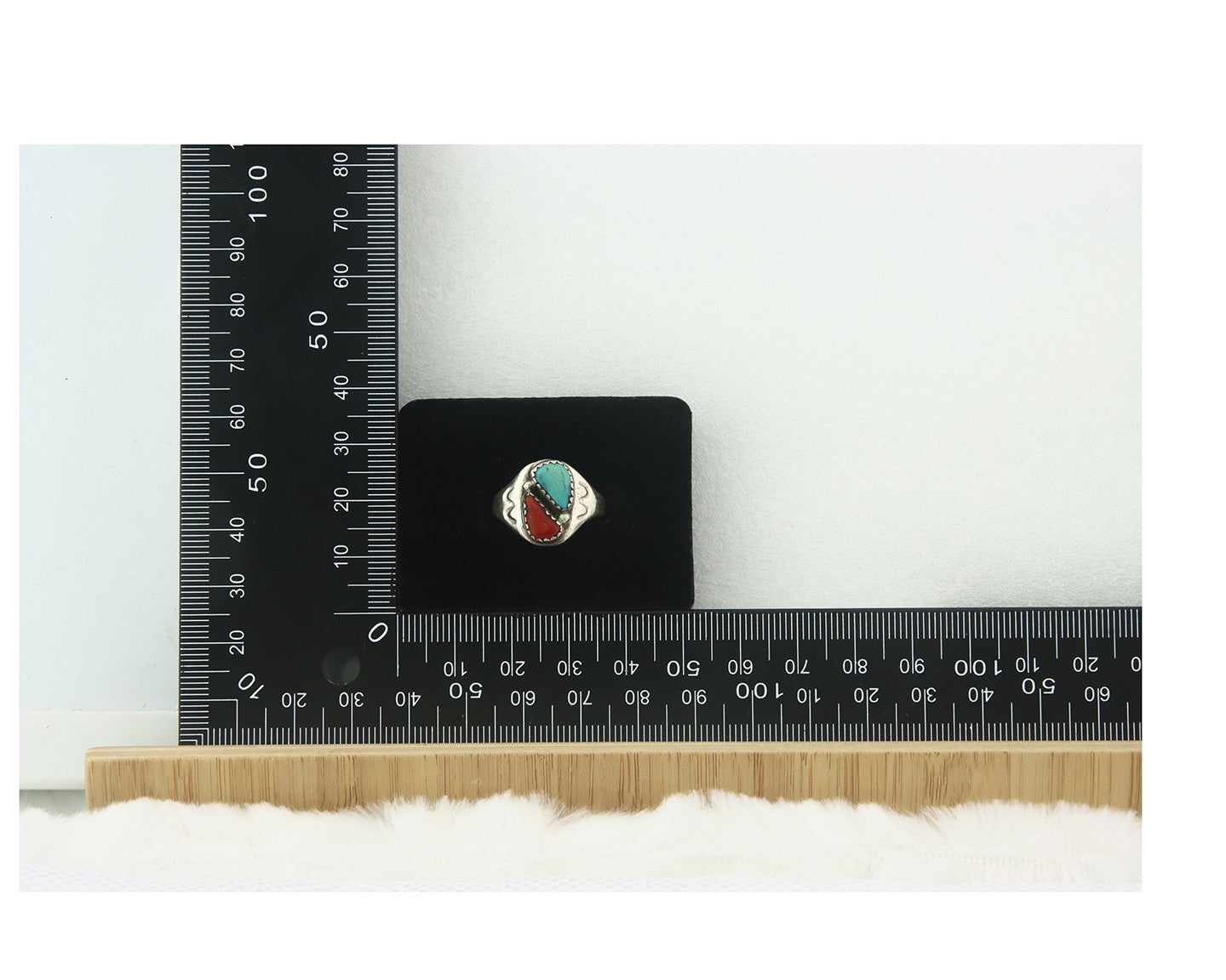 Vintage Navajo Ring 925 Sterling Silver Natural Gemstone Authentic Size 7.75